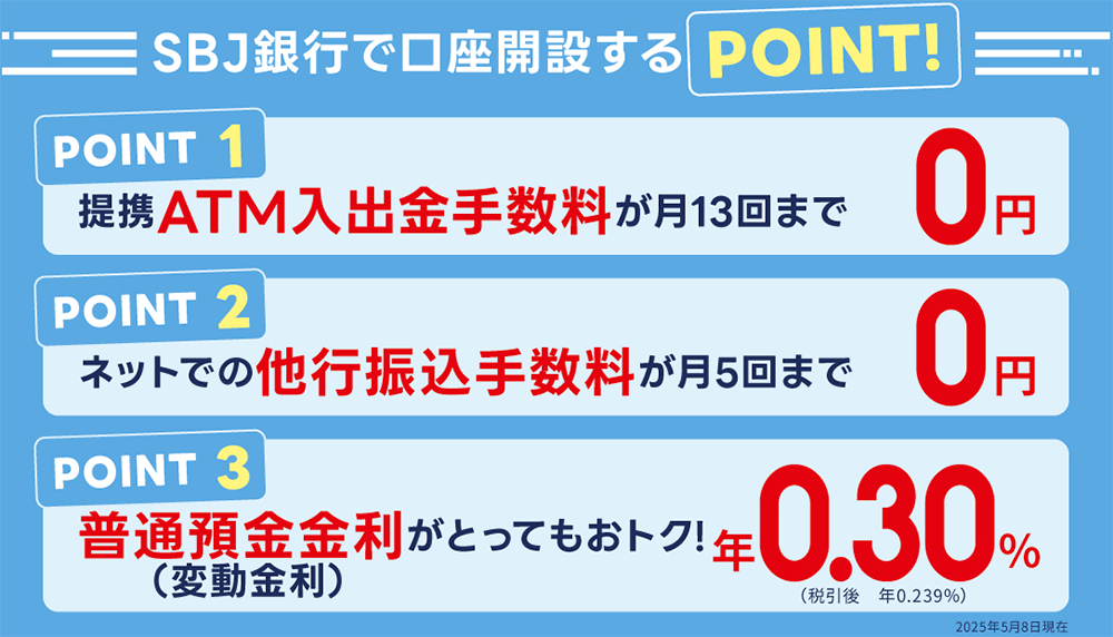 SBJ銀行で口座開設をするPOINT